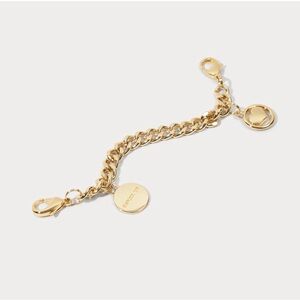 Nwt Bandolier wristlet Gold Chain Bracelet with Logo Charm and heart charm